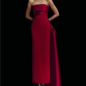 Elegant Strapless Red Gown